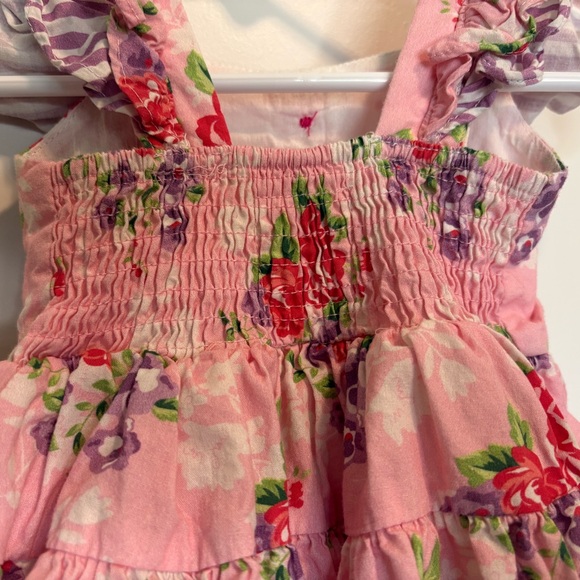 Olive Mae Floral Pink Cotton Dress with Ruffle Sleeves - Picture 4 of 6